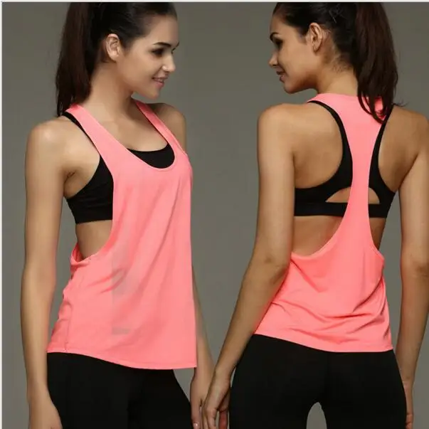 

MOGEBIKE Hot Sexy Female Loose Sports Shirts Solid Fitness Vest Gym Women Yoga Clothes Running Top Breathable Lady Cycling Vest