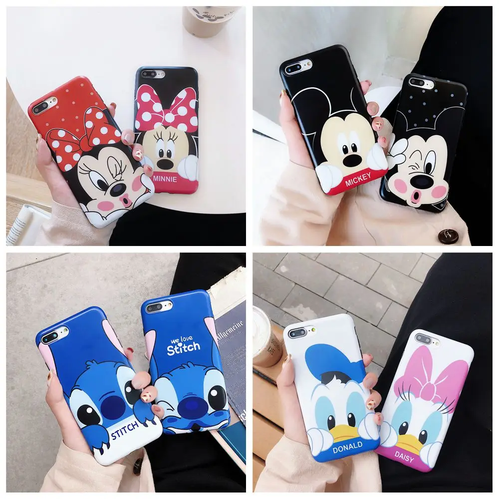 

Cartoon Cute Minnie Mickey Stitch IMD Soft TPU Back Cover For iPhone 6 6s Plus X XR Xs Max 7 8 Plus Phone Case Coque Fundas Capa