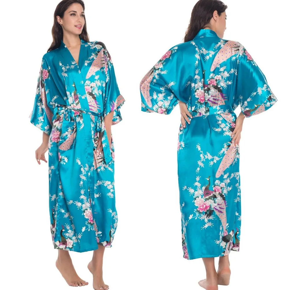 Фиолетовый Большие Размеры XXXL китайский Для женщин Атласный халат японская гейша кимоно юката Халат сексуальная ночная рубашка, одежда