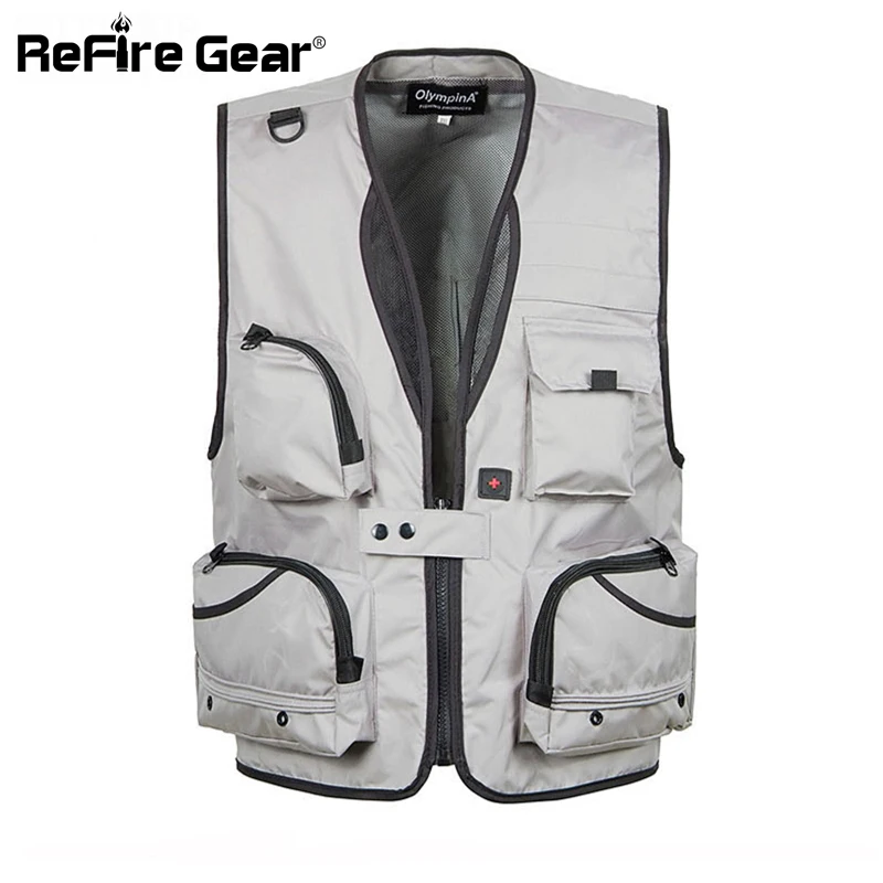 

Summer Men Breathable Mesh Vest with Many Pockets Tactical Detachable Photography Waistcoat Male Casual Quick Dry Shooting Vests