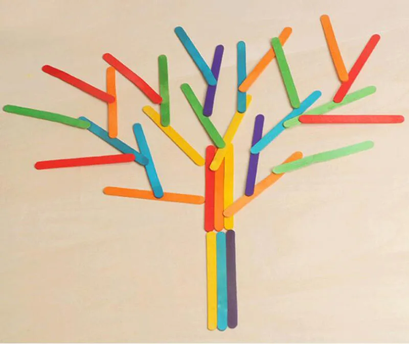 Разные размеры из натурального дерева и красочные деревянные палочки для мороженого для детей DIY ручной работы художественные закладки домашний Декор 50 шт./лот