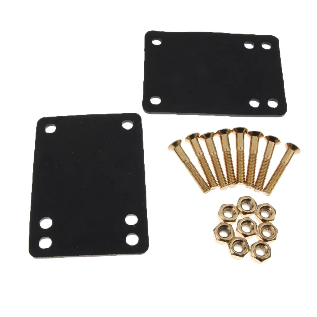 Skateboard Longboard Hardware Combo 2pcs 3mm Rubber Riser Pads & 8pcs Screws Bolts & 8pcs Nuts