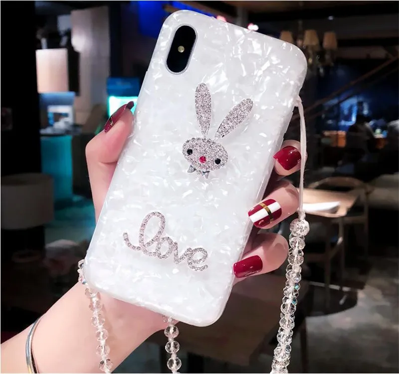 XINGDUO Conch Shell Phone Case For iphone X XS MAX XR 3D cute Diamond Rabbit Soft Back Cover 6 6s 7 8 plus | Мобильные телефоны и