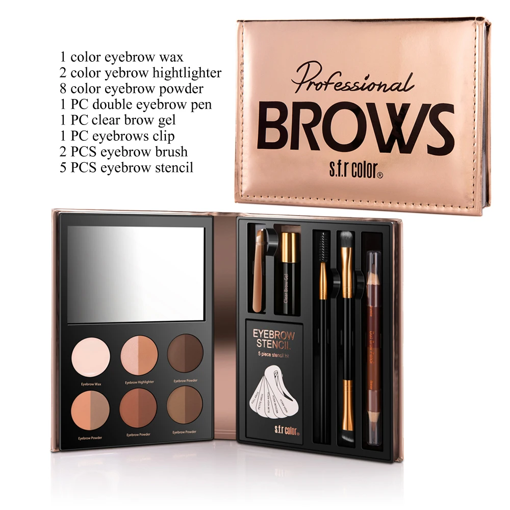 

Eyebrow Makeup Set Include Eyebrow Contour Powder Palette/Eye Brow Pencil/ Eyebrows Stencil Kit/ Brows Brush Eyes Make up Tool