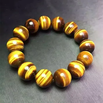 

Genuine Natural Yellow Tiger's Eye 16mm Gemstone Round Bead Crystal Stretch 16mm For Man Women Bracelets AAAAA
