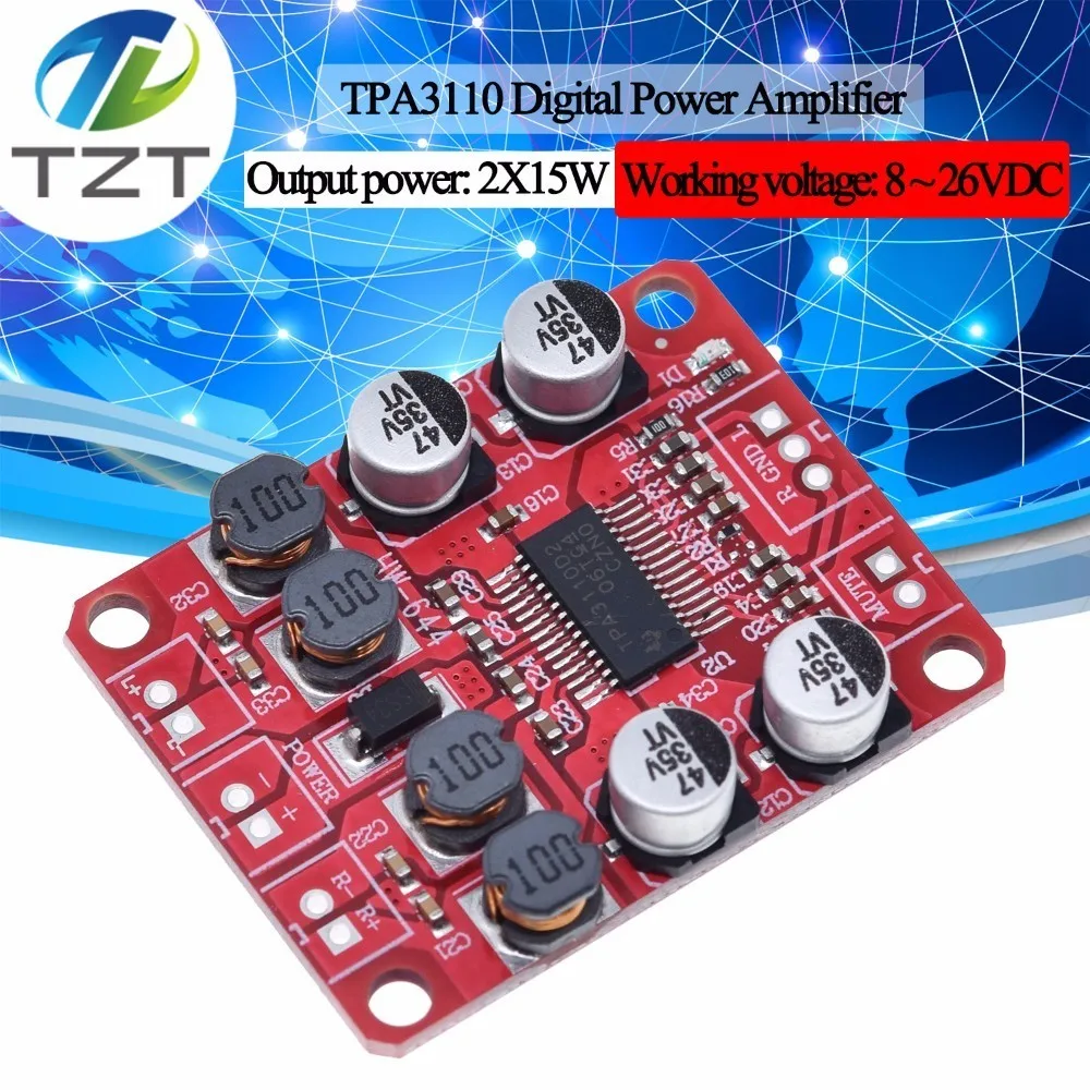 TZT TPA3110 цифровой усилитель мощности модуль 2x15 Вт двухканальный стерео DIY динамик усилитель электроника дизайн PCB DC 12 В красный