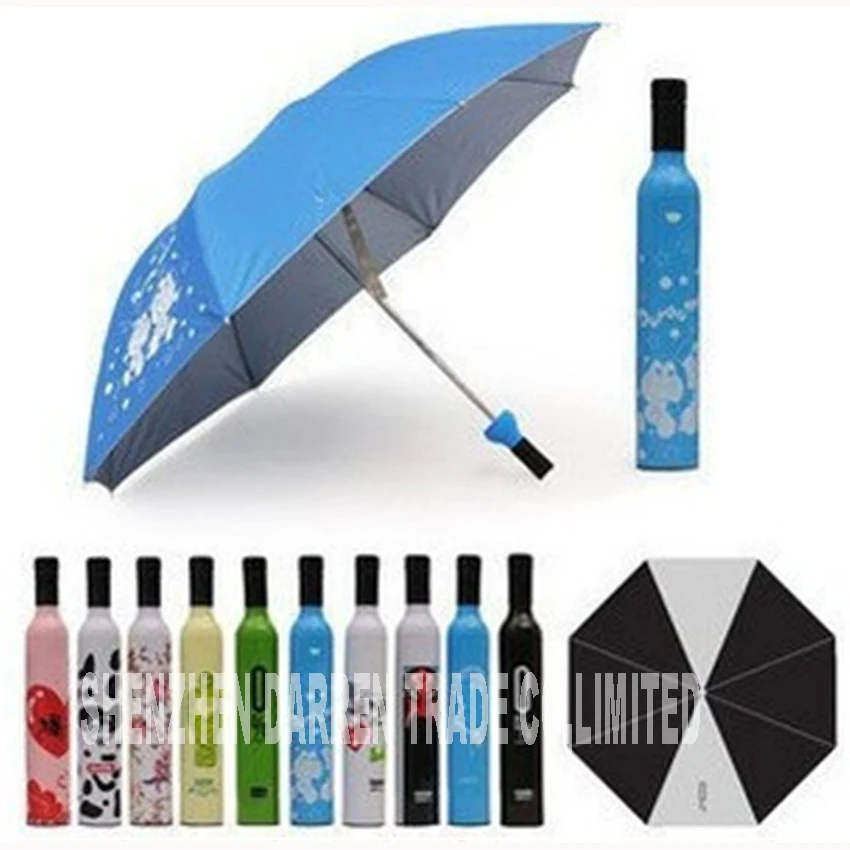 

10 pcs / lot High Quality Custom Umbrellas Creative bottle of wine Umbrella 31 colors wine bottle umbrella craft umbrella