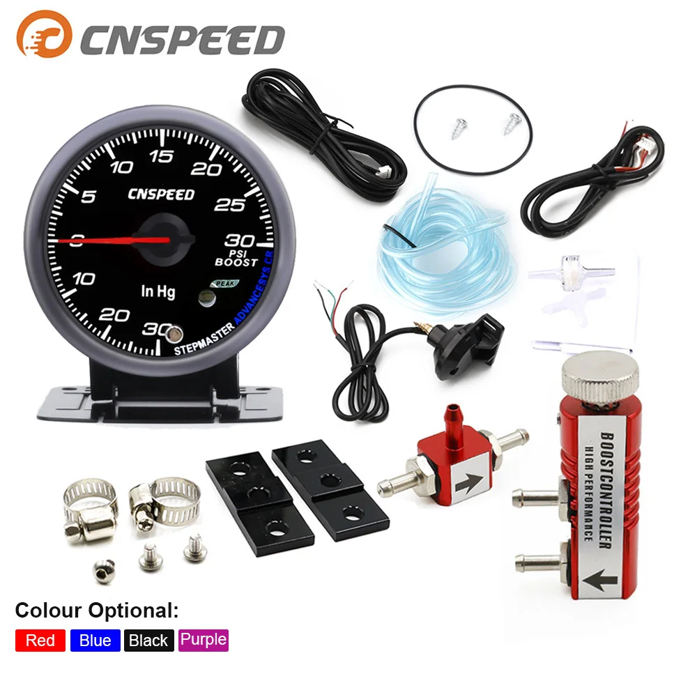 

CNSPEED 60MM Car Turbo Boost Gauge PSI With Sensor Black Face White& AMBER Lighting turbo boost meter & Adjustable Controller