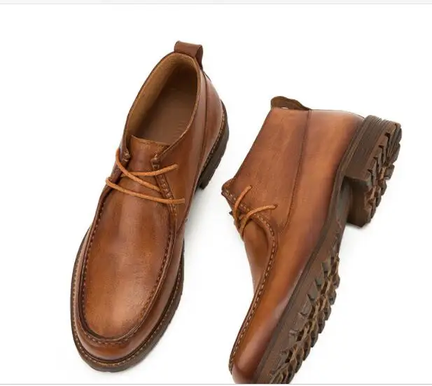 Moda Pic Al Cuero 2 Genuino Botas Botines De Martin 1 Alto top Otoño Asakuchi Retro as As Por Encaje Invierno Mayor Color Hombre xq6wRgz