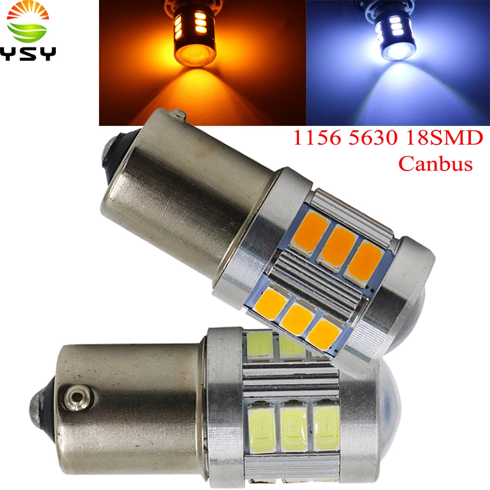YSY 4 шт. BA15S BAU15S P21W PY21W светодиодный 1156 ные лампы Canbus 18SMD 5630 для габаритных огней
