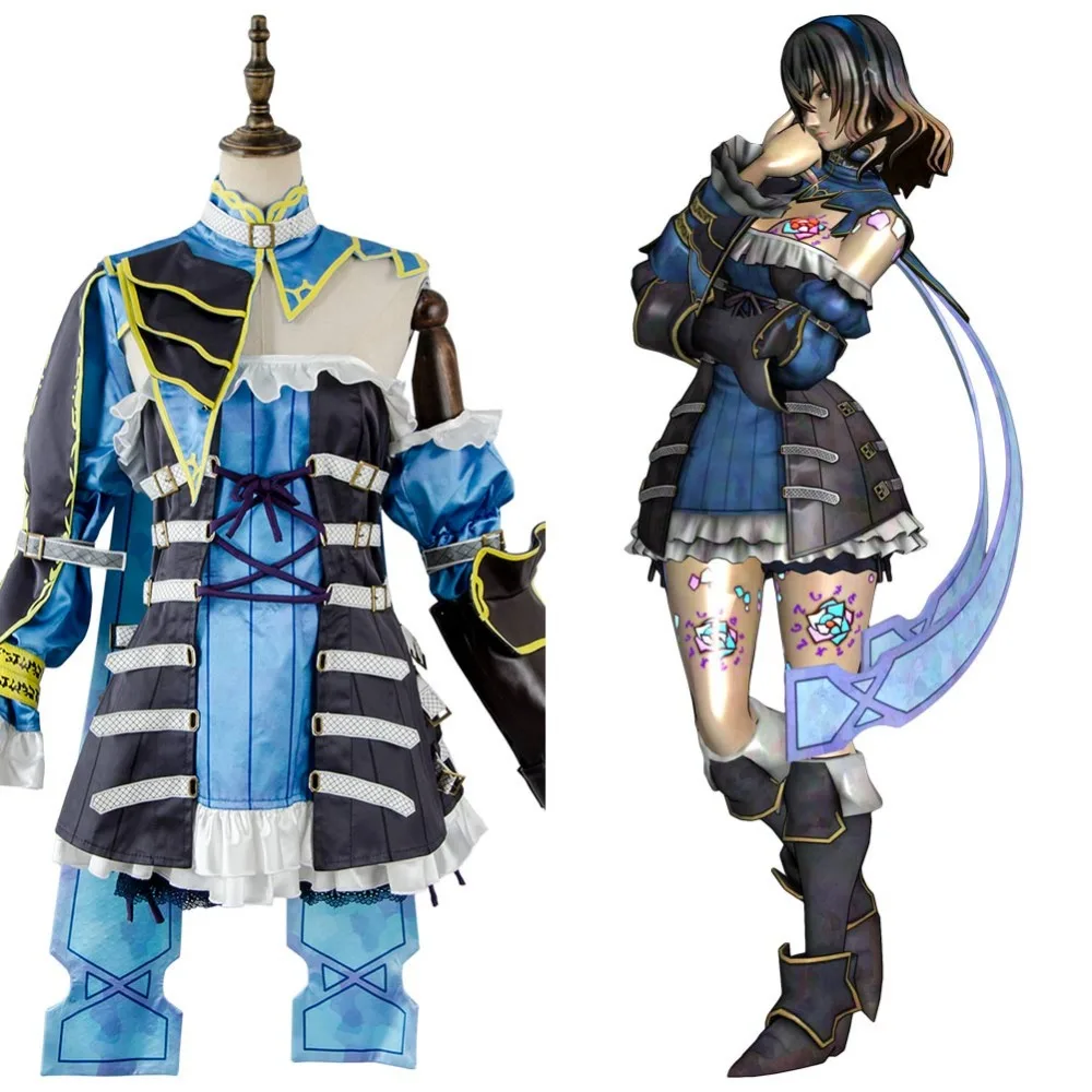 

Bloodstained Ritual of the Night Miriam Cosplay Costume Suit Blue Dress Full Set