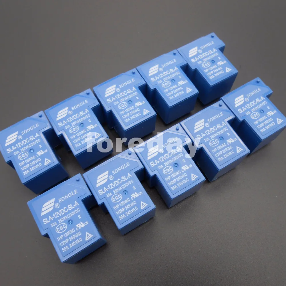 

HQ 10PCS Blue SLA-12VDC-SL-A 4 Pins SONGLE R Power Relay 12V DC SPST SLA Original 30A Switching 20A/30VDC 250VAC NEW*FD438X10