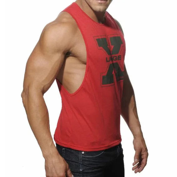 Aimpact, мужские яркие майки, с низким вырезом, с проймами, жилет, сексуальный, Повседневный, для мужчин, для тренировок, футболки, Xman, для мышц, мужской, для фитнеса, спортивный костюм AD26 - Цвет: Red