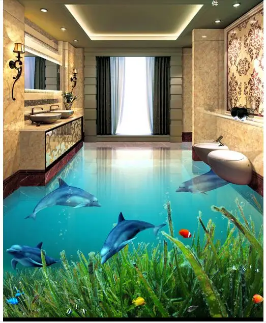 

3d wallpaper custom 3d flooring painting wallpaper murals beautiful underwater dolphin seaweed to draw 3 d floor photo wallpaper