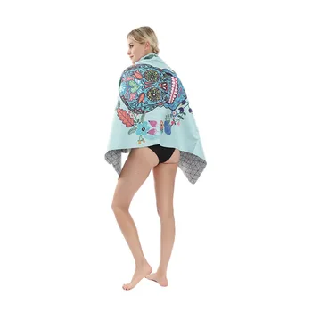 

Double-Side Printed Microfiber Beach Towel Sugar Skull Flowers Rectangle Beach Blanket Sand-Free Quick-Dry