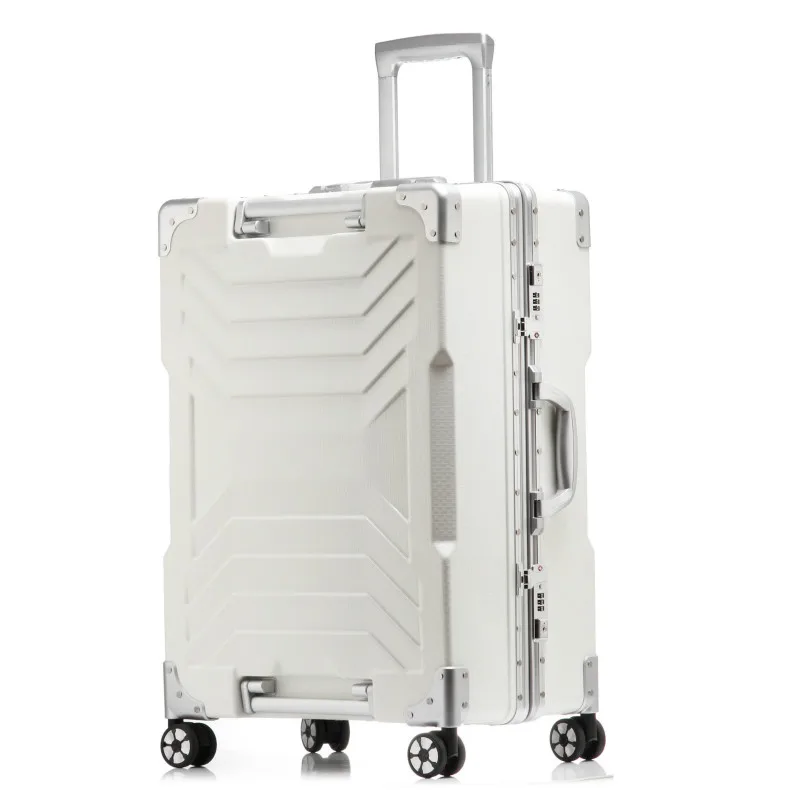 Новое поступление 2" 24" алюминиевая рама PC Rolling Hardside чемодан Дорожный чемодан-тележка вместительные чемоданы для девочек женщин и мужчин - Цвет: 01 white 24in