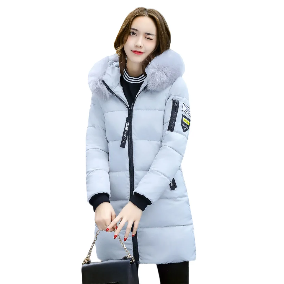 ##BUY NEW Winter Thicken Warm Down Cotton Jacket Fashion Hooded Fur Collar Parkas Woman Medium Long Outerwear Plus Size Winter Coat