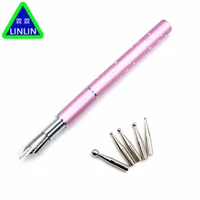 Linlin ногтей инструменты чрезвычайно тонкая ручка окрашены пера трассировки линия пера точка дрель ручки 5 видов головка может быть заменена