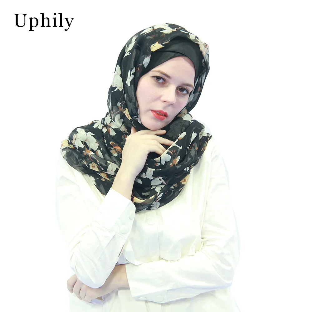 Chiffon Scarf Shawls Muslim Hijabs Female Head Coverings Spring Autumn Floral For Women Long Scarves Wraps | Тематическая одежда и