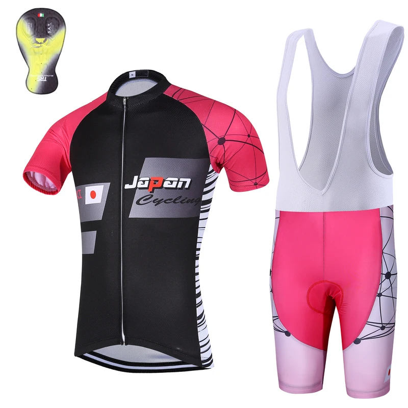 2017 QKI Japan Cycling Jersey and Cycling Bib Shorts Sets Italian TRS Coolmax Gel Padded Maillot
