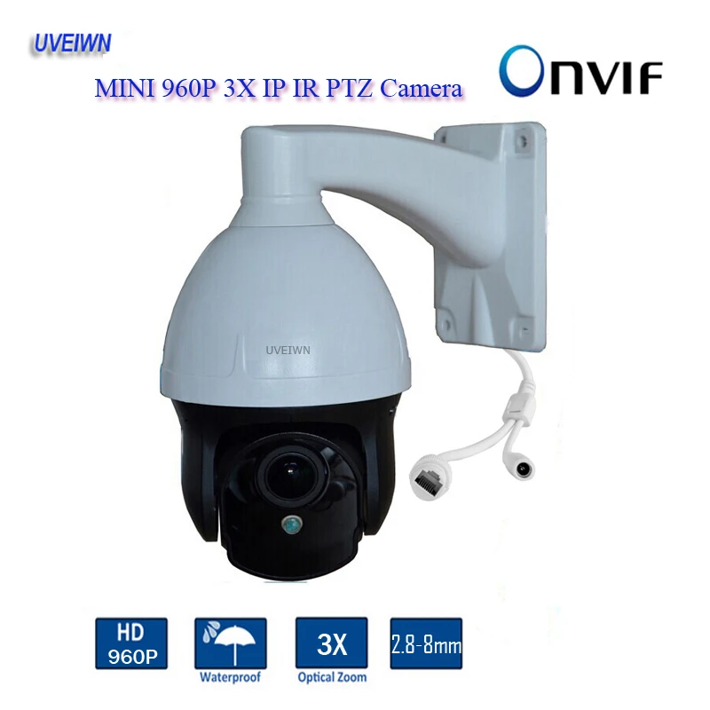 UVEIWN New Arrival 3 inch 960P Weatherproof IP66 1.3MP IP PTZ Dome Camera 3X Optical Zoom 1.3MP mini Security onvif IP Camera