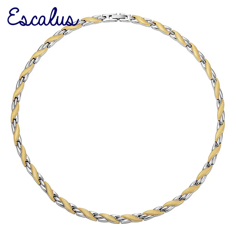 

Escalus Link Chain Stainless Steel Women Necklace 2-Tone Colors Magnetic Necklaces Silver Gold Color Jewelry Gift Neckwear Charm