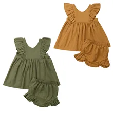 Топы с оборками для новорожденных девочек от 1 до 5 лет, платье, шорты, штаны, одежда