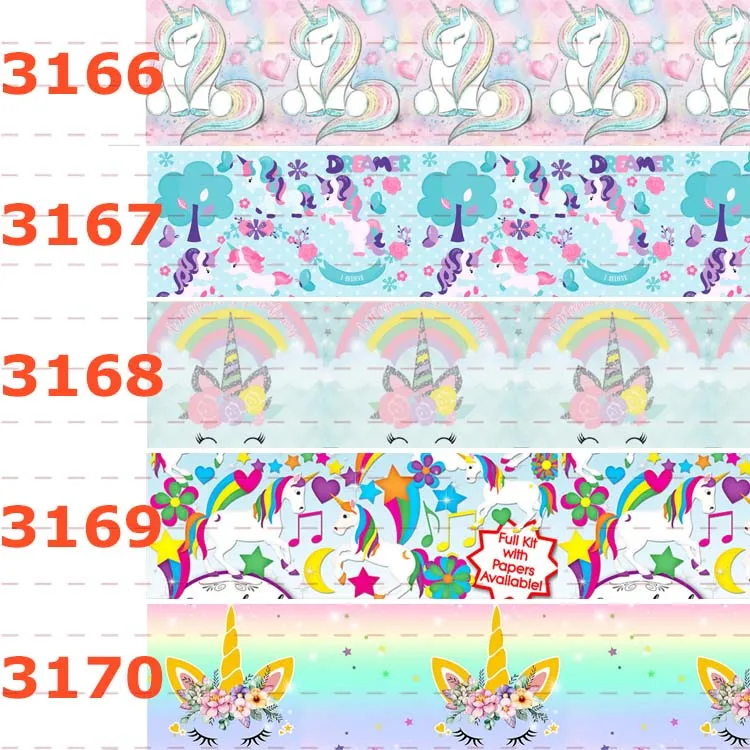 

10yards -different sizes - cute Unicorn face pattern printed Grosgrain ribbon