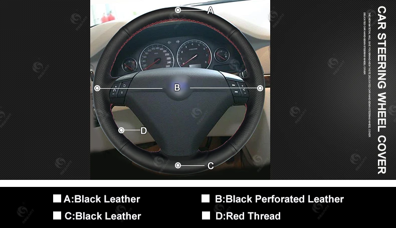 MEWANT for Volvo S80 2004 2005 XC70 2004-2005-2006-2007 Black Artificial Leather Auto Steering Wheel Covers-Accessories