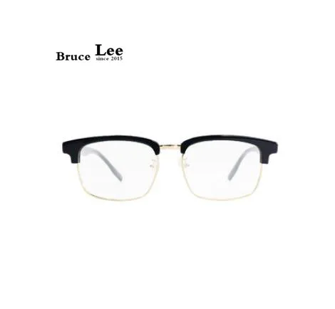 Golden Black Acetate Glasses Frame Men Metal Square Women Semi Rimless Prescription Eyeglasses Half Optical Frame Nerd Spectacle Eyewear - Цвет оправы: Golden Black