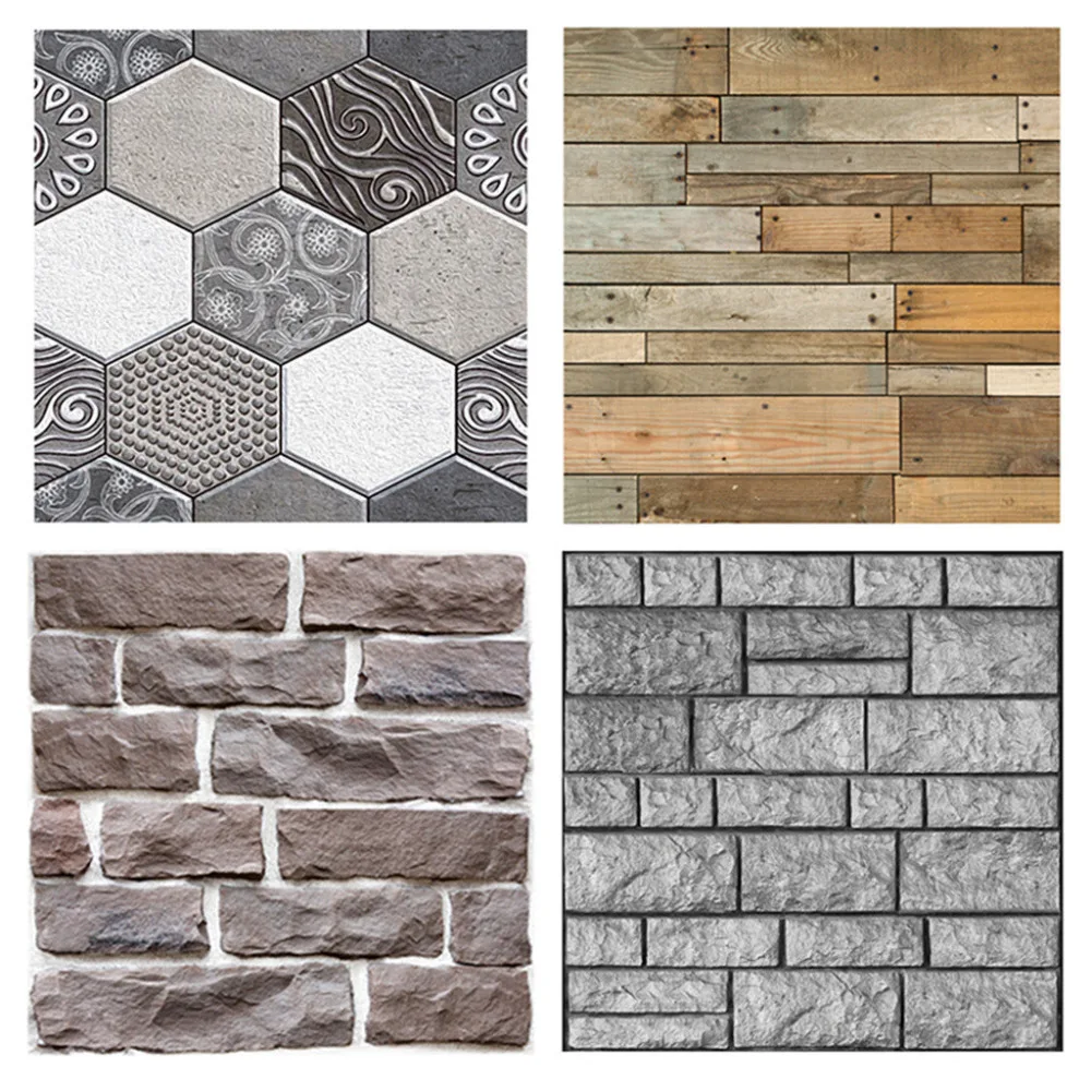 

Retro nostalgic style 3D Wall Paper Brick Stone Rustic Effect Self-adhesive Wall Sticker Home Decor 30x30cm &e