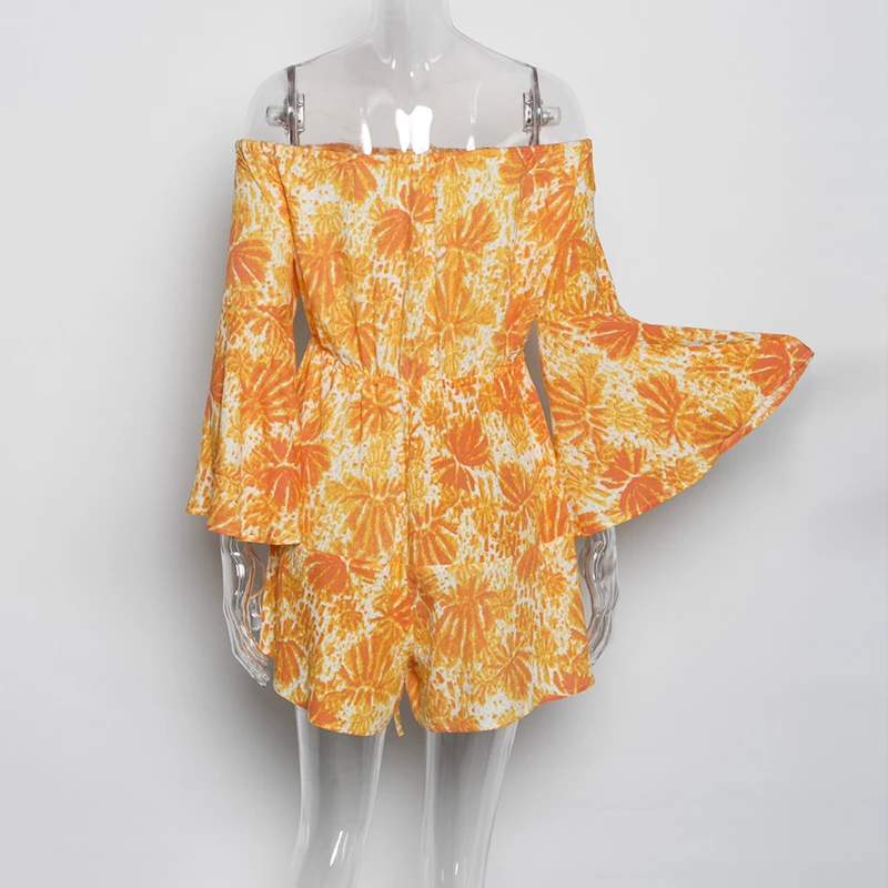 Heydress женские летние новые повседневные Комбинезоны с открытыми плечами, сексуальные короткие Цветочный комбинезон, модные спортивные костюмы со шнуровкой