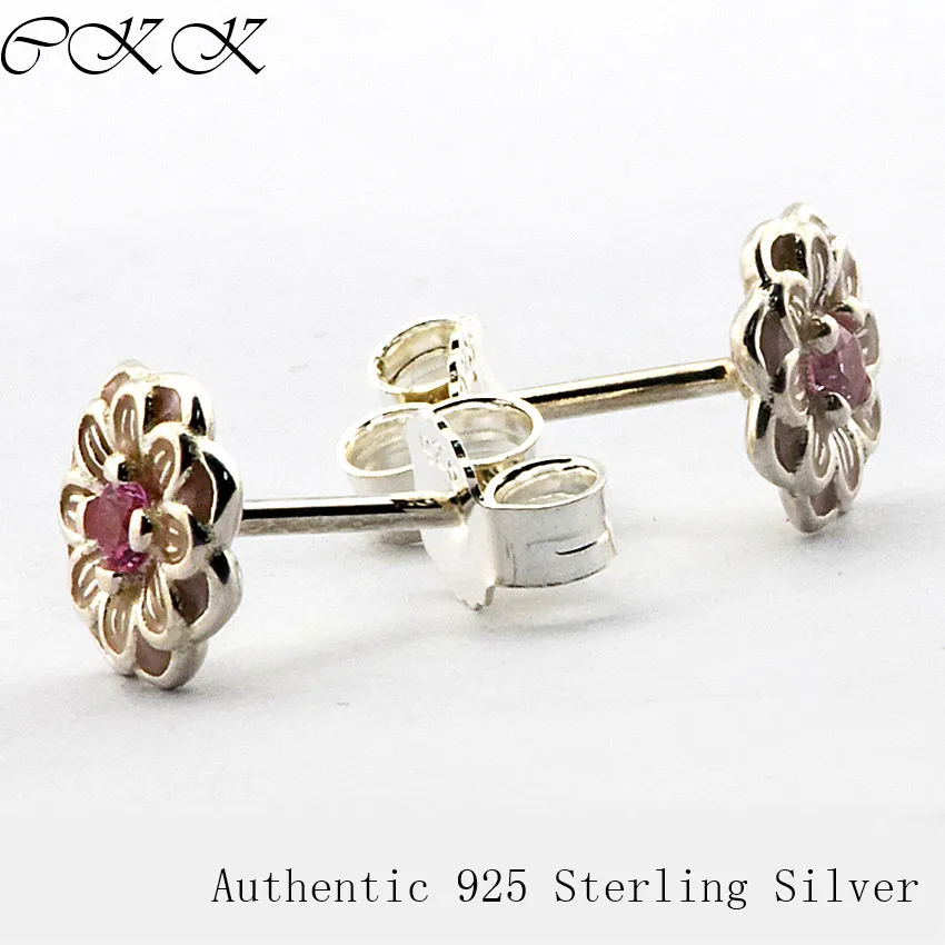

100% 925 Sterling Silver Blooming Dahlia Earring With Cream Enamel & Blush Pink Crystals for Women Fashion Jewelry Gift SLE053