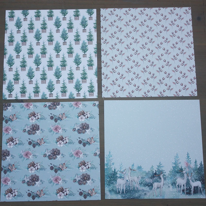 DIY winter time style Scrapbooking paper pack of 24 sheets handmade craft paper craft Background pad