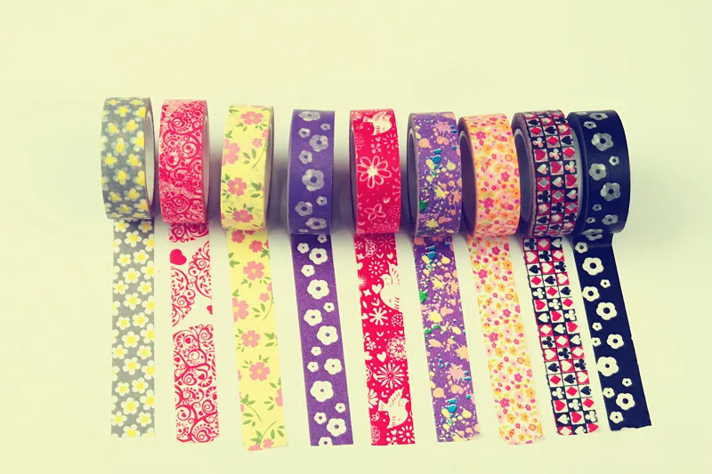 gros mix couleur 10 m long / pièces washi bande, belle fleur