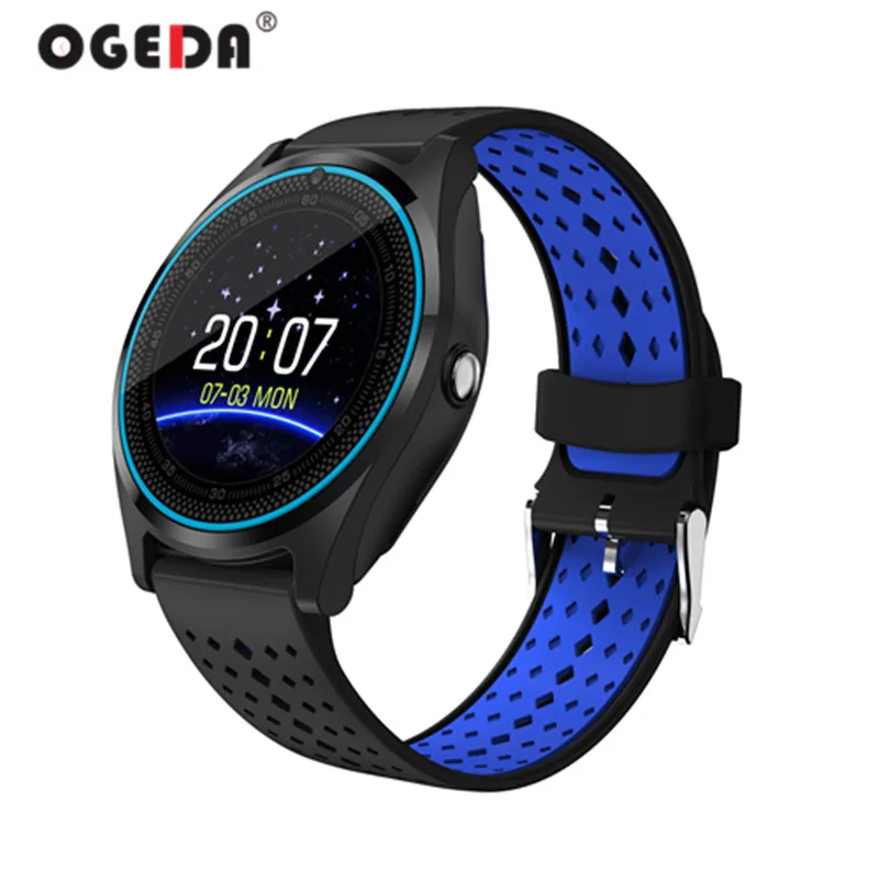 

OGEDA 2019 V9 HR Smart Watch with Camera Bluetooth Smartwatch SIM Card Wristwatch for Android Phone Wearable Devices pk dz09 A1