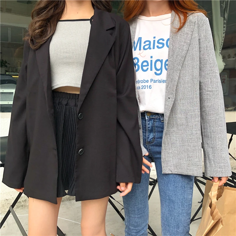 Корейский Свободный Блейзер Mujer винтажные женские блейзеры и куртки больших размеров клетчатый Блейзер Feminina