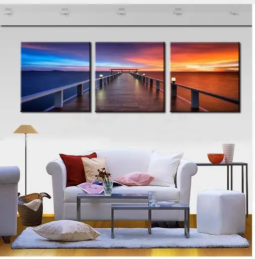 Painting 3 Panel Piece Modern Pictures Bedroom Living