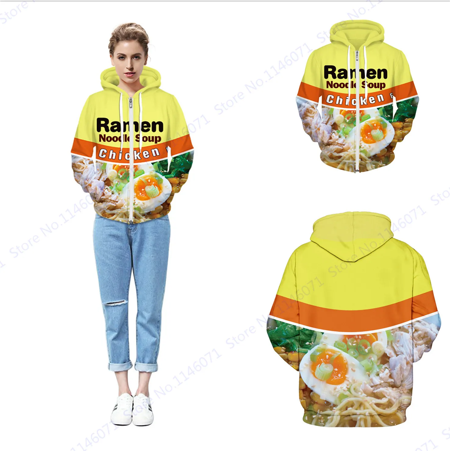 Ramen Noodle Soup Winter Thick Sweatshirt Chicken Flavor Oversize