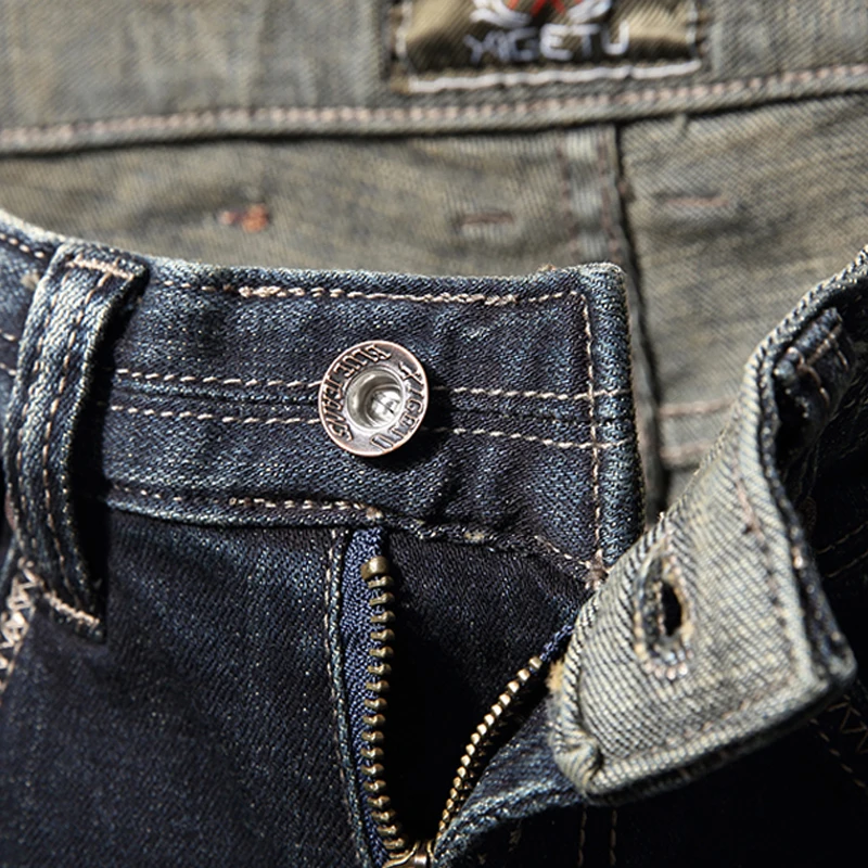Italian Vintage Designer Men Jeans Retro Wash Dark Color Slim Fit Stripe Jeans Men Hip Hop 5
