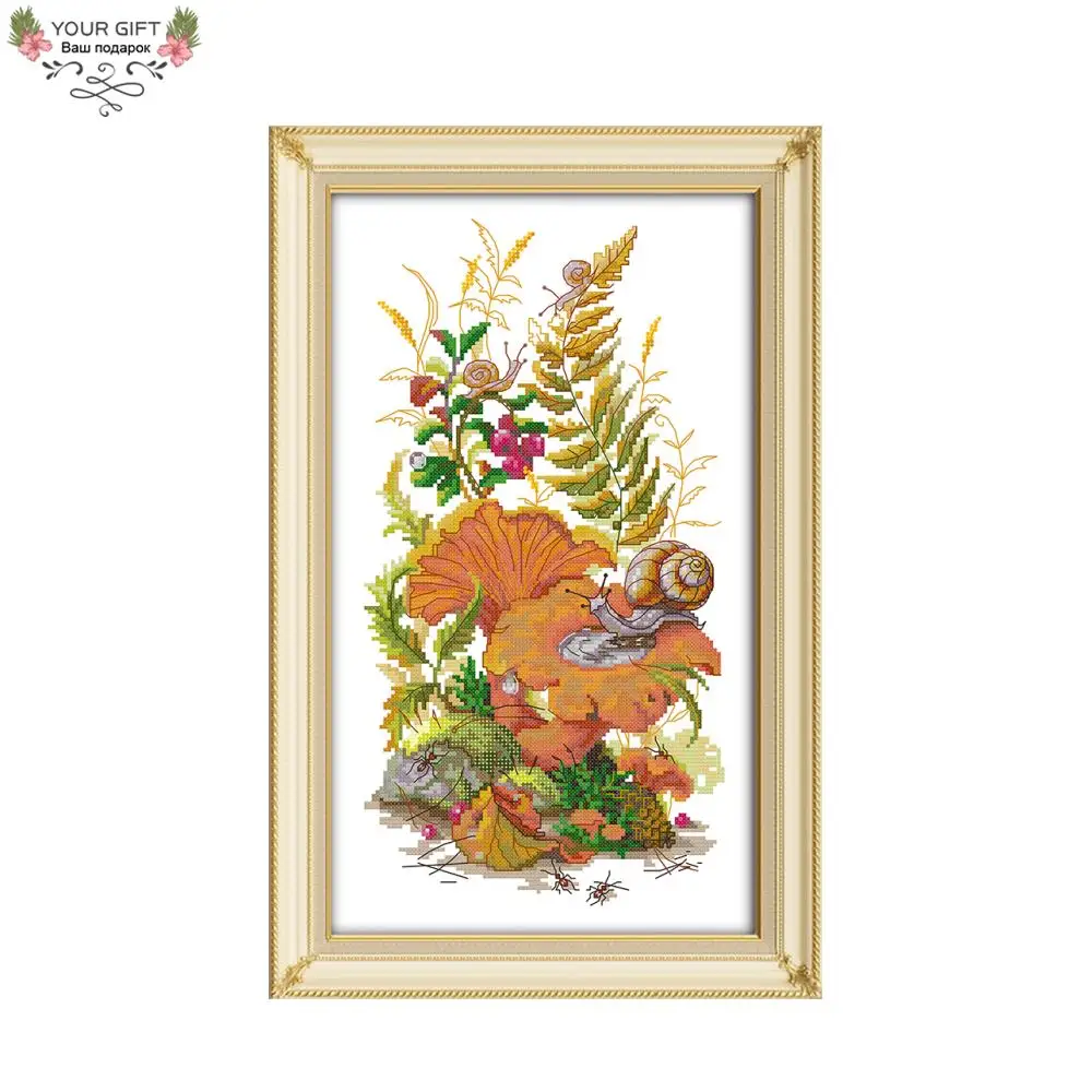 

Joy Sunday D858 Free Shipping 14CT 11CT Stamped and Counted Home Decor Snail Animal Needlepoint Embroidery Cross Stitch Kits