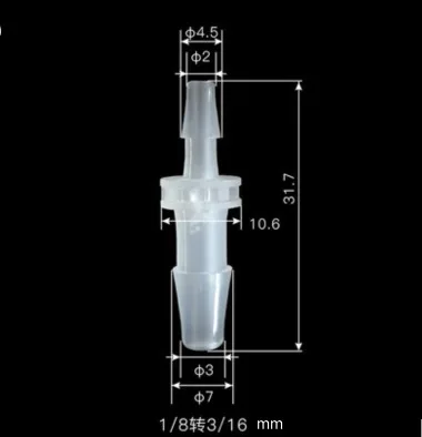 5pcs/lot Straight joint Transparent PP Hose Joint two ways Pipe Differential diameter adapter