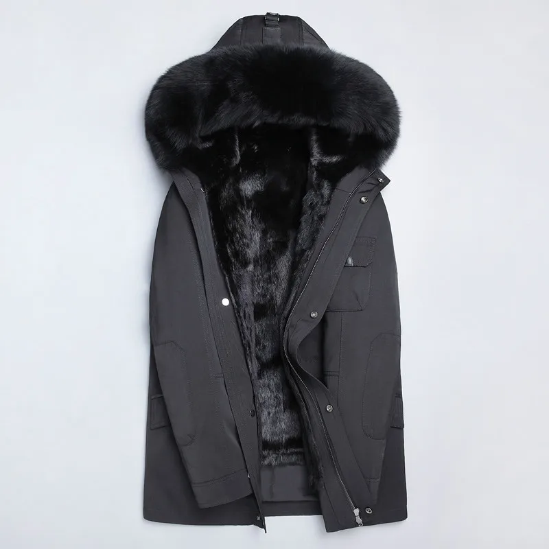 

Real Fur Coat Natural Mink Fur Liner Parka Winter Jacket Men Real Raccoon Fur Collar Jackets Mink Fur Coat Plus Size 4264 YY727