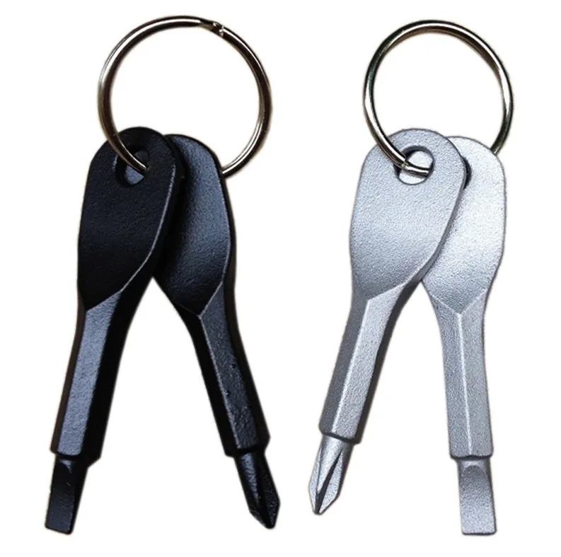 

Outdoor Portable EDC Tool Key Shape Screwdriver Pillips and Flat Tip Screwdriver Combination Tool Mini Screwdriver Emergency Kit
