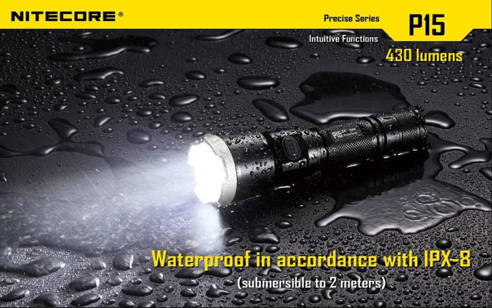 Nitecore P15 Cree XP-G2 (R5) 430 люмен тактический фонарик 18650 Батарея для самообороны