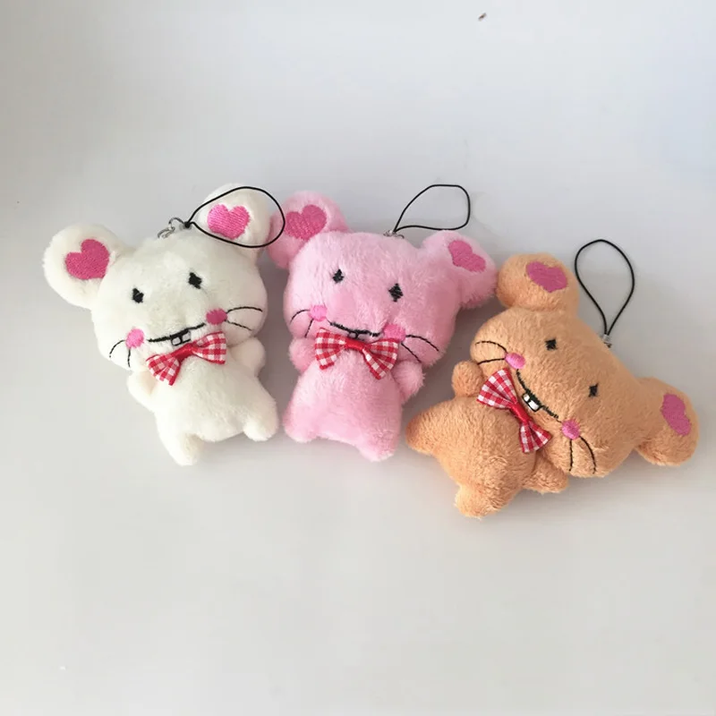 

10CM Cute Bow Tie Small Field Mouse Plush Toy Bow Small Mouse Doll Mobile Phone Rope Pendant Key Pendant Bag Decoration Gift