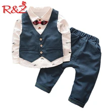 R& Z/Детский костюм г., весенне-осенний костюм для мальчиков рубашка с галстуком-бабочкой+ жилет+ брюки, комплект из 2 предметов