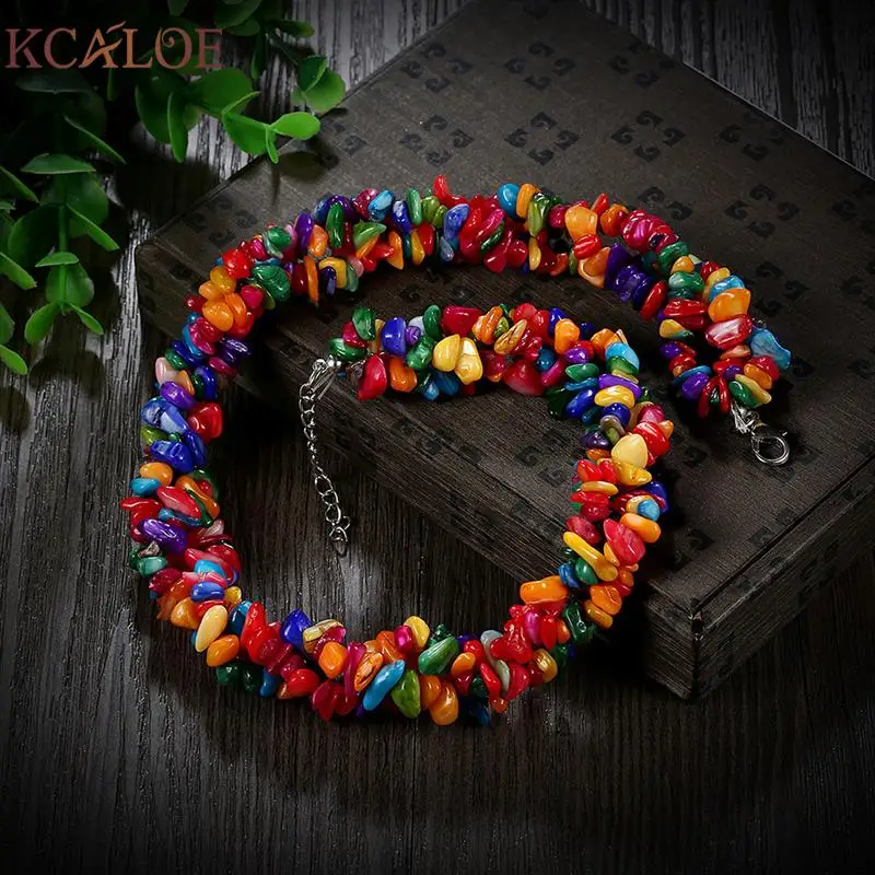 

KCALOE Choker Statement Necklace Colorful Natural Stone Accessories Christmas Jewelry Chokers Necklaces For Women Bijoux Femme