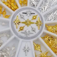 Mix 2 Sizes Gold Silver Starlight Shape Metallic Nail Art Rhinestones Decorations Gem DIY Salon Wheel 1