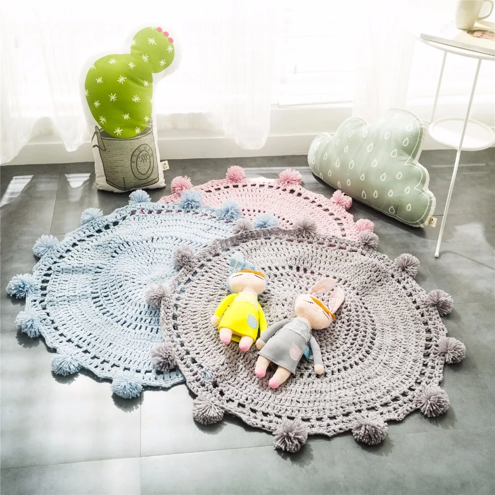 80CM Kids Yarn Ball Blankets Handmade Baby Knitting Blanket Infant Play